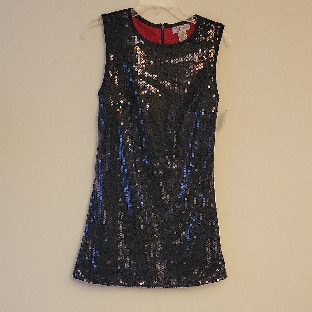 Roulette black sequin Sparkle sleeveless dress party dress up sz 4 RETRO